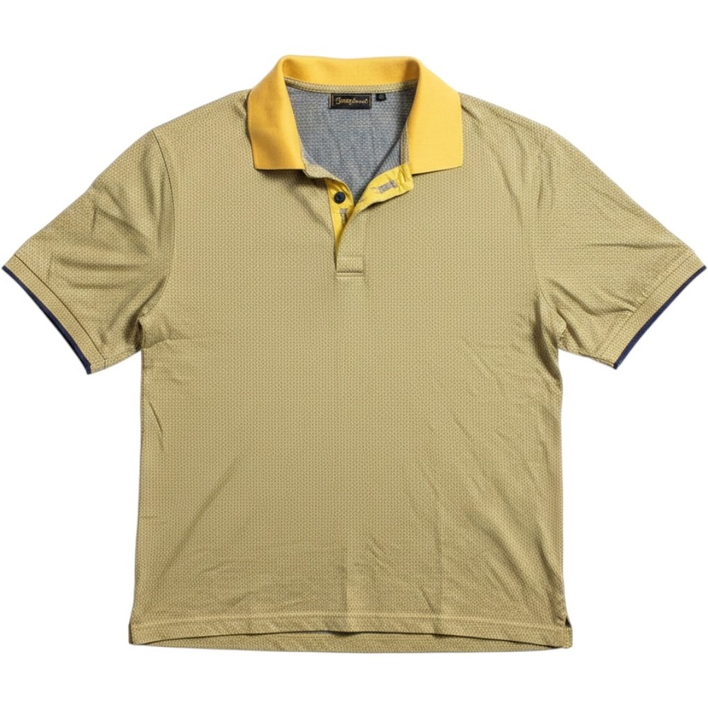Bobby Jones Mens Yellow Blue Micro Pattern Cotton Golf Polo Shirt Size Medium